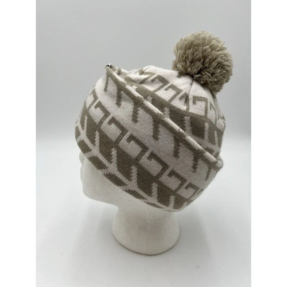 The North Face Ski Tuke Lined Pom Beanie Hat Flax Triangle Fair Isle OS